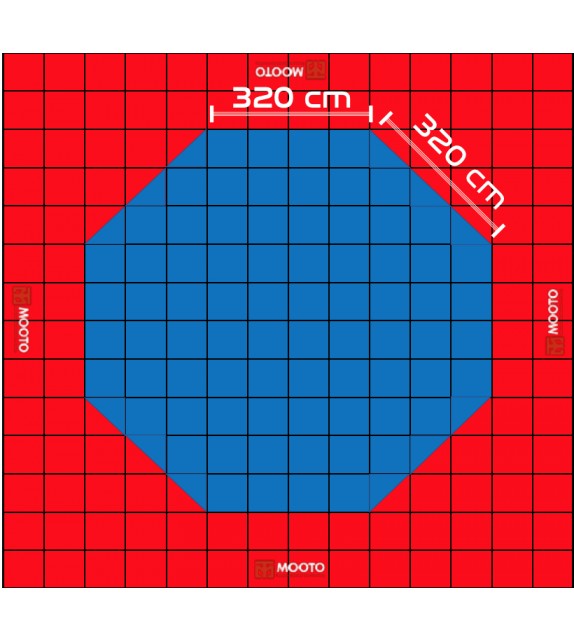 Taekwondo mat 25mm 80x80cm rood blauw