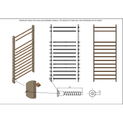 Klimrek Gym enkelrek  2,56 m x 0,9 m - 15 sporten - Kit