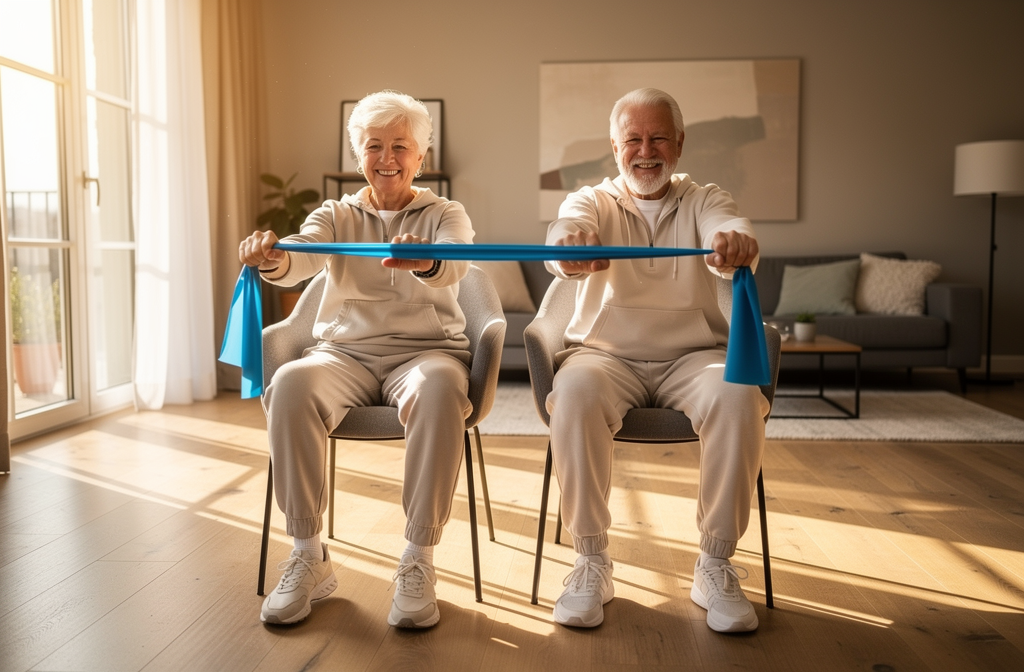Seniors effectuant des exercices de renforcement